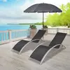 Image de vidaXL Chaises longues et parasol Aluminium Noir