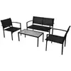 Image de vidaXL Salon de jardin 4 pcs Textilène Noir