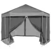 Image de vidaXL Chapiteau hexagonal avec 6 parois latérales Gris 3,6x3,1 m