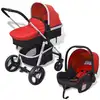 Image de vidaXL Poussette 3-en-1 Aluminium Rouge et noir