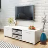 Image de vidaXL Meuble TV Blanc brillant 120x40,5x35 cm