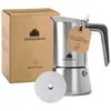 Image de Groenenberg Cafetiere italienne induction 300ml | Cafetière italienne en acier inox avec filtre réducteur I Moka pour jusqu'à 6 tasses d'espresso