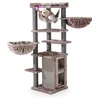 Image de Petrebels Ramses 158 Arbre à chat stable pour plusieurs chats de taille moyenne - Arbre à grimper avec hamacs, niche, surfaces de couchage et troncs en sisal robustes, 158 cm, cappuccino
