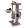 Image de Petrebels Cleopatra Arbre à chat de 134 cm de haut, design avec surface de couchage, grotte et troncs de 9 cm de diamètre, couleur cappuccino