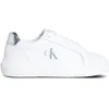 Image de Calvin Klein Jeans Yw0yw01876 Chunky Cupsole LTH Silver Yw01876 Low Top pour femme, Blanc brillant et argenté, 40 EU