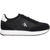 Image de Calvin Klein Baskets de course à lacets en cuir pour femme, noir, noir, blanc brillant, 38 EU