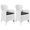 Image de vidaXL Chaise de jardin lot de 2 coussin Blanc Plastique Aspect rotin