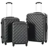 Image de vidaXL Lot de 3 valises rigides en plastique ABS, Noir, S/M/L