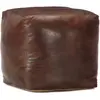 Image de vidaXL Pouf 40 x 40 x 40 cm Marron foncé Cuir véritable de chèvre