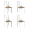 Image de vidaXL Chaises à manger avec coussins lot de 4 blanc bois solide