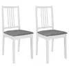 Image de vidaXL Chaises à manger avec coussins lot de 2 blanc bois solide