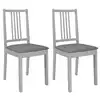 Image de vidaXL Chaises à manger avec coussins lot de 2 gris bois solide