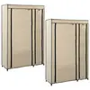 Image de vidaXL Garde-robes pliables 2 pcs Crème 110x45x175 cm Tissu