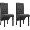 Image de vidaXL Lot de 2 chaises de salle à manger, de cuisine, à dossier haut, en tissu gris foncé