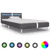Image de vidaXL Cadre de lit avec LED sans matelas gris similicuir 90x200 cm