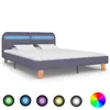 Image de vidaXL Cadre de lit avec LED sans matelas gris clair tissu 160x200 cm