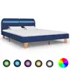 Image de vidaXL Cadre de lit avec LED sans matelas bleu tissu 160x200 cm