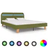 Image de vidaXL Cadre de lit avec LED sans matelas vert tissu 160x200 cm