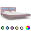 Image de vidaXL Cadre de lit avec LED sans matelas rose tissu 180x200 cm