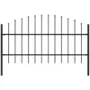 Image de vidaXL Clôture de jardin avec dessus en forme de lance en acier 170 x 100 cm Noir