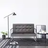 Image de vidaXL Canapé 2 places avec accoudoirs Gris foncé Chrome et velours