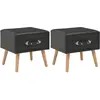 Image de vidaXL Tables de chevet 2 pcs Noir 40x35x40 cm Similicuir