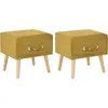 Image de vidaXL Tables de chevet 2 pcs Moutarde 40x35x40 cm Velours