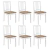 Image de vidaXL Chaises à manger avec coussins lot de 6 blanc bois solide