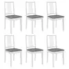 Image de vidaXL Chaises à manger avec coussins lot de 6 blanc bois solide