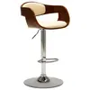 Image de vidaXL Tabouret de bar Crème Bois courbé et similicuir