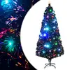 Image de vidaXL Arbre de Noël pré-éclairé avec support et LED 180 cm fibre optique