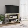Image de vidaXL Meuble TV et roulettes chêne sonoma 80x40x45 cm bois ingénierie