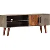 Image de vidaXL Meuble TV Gris 130x30x46 cm Bois massif de manguier brut