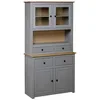 Image de vidaXL Buffet haut Gris 93x40,5x180 cm Pin Gamme Panama