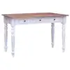 Image de vidaXL Bureau avec tiroirs blanc 117x57x75 cm bois d'acajou massif