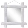 Image de vidaXL Miroir à bûches Blanc 70x70 cm Bois de récupération massif