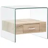 Image de vidaXL Table basse avec tiroir 50x50x45 cm Verre trempé