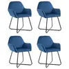 Image de vidaXL Chaises à manger lot de 4 Bleu Velours