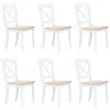 Image de vidaXL Chaises à manger lot de 6 blanc et bois clair bois hévéa massif