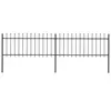 Image de vidaXL Clôture de jardin avec dessus en forme de lance en acier 359 x 80 cm Noir