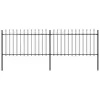 Image de vidaXL Clôture de jardin avec dessus en forme de lance en acier 359 x 100 cm Noir