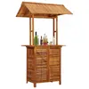 Image de vidaXL Table de bar d'extérieur avec toit 113x106x217 cm Bois d'acacia