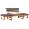 Image de vidaXL Chaise Longue avec Coussin 2-en-1 190 cm Bois Solide d'acacia