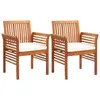 Image de vidaXL Chaises à manger de jardin et coussins lot de 2 acacia massif