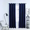Image de vidaXL Rideaux occultants et anneaux 2pcs Velours Bleu foncé 140x175cm