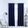 Image de vidaXL Rideaux occultants et anneaux 2pcs Velours Bleu foncé 140x225cm