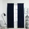 Image de vidaXL Rideaux occultants et crochet 2pcs Velours Bleu foncé 140x175cm