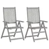 Image de vidaXL Chaises inclinables de jardin lot de 2 Gris Bois solide acacia