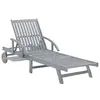 Image de vidaXL Chaise longue de jardin Gris Bois d'acacia solide