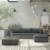 Image de vidaXL Salon de jardin 5 pcs avec coussins résine tressée gris